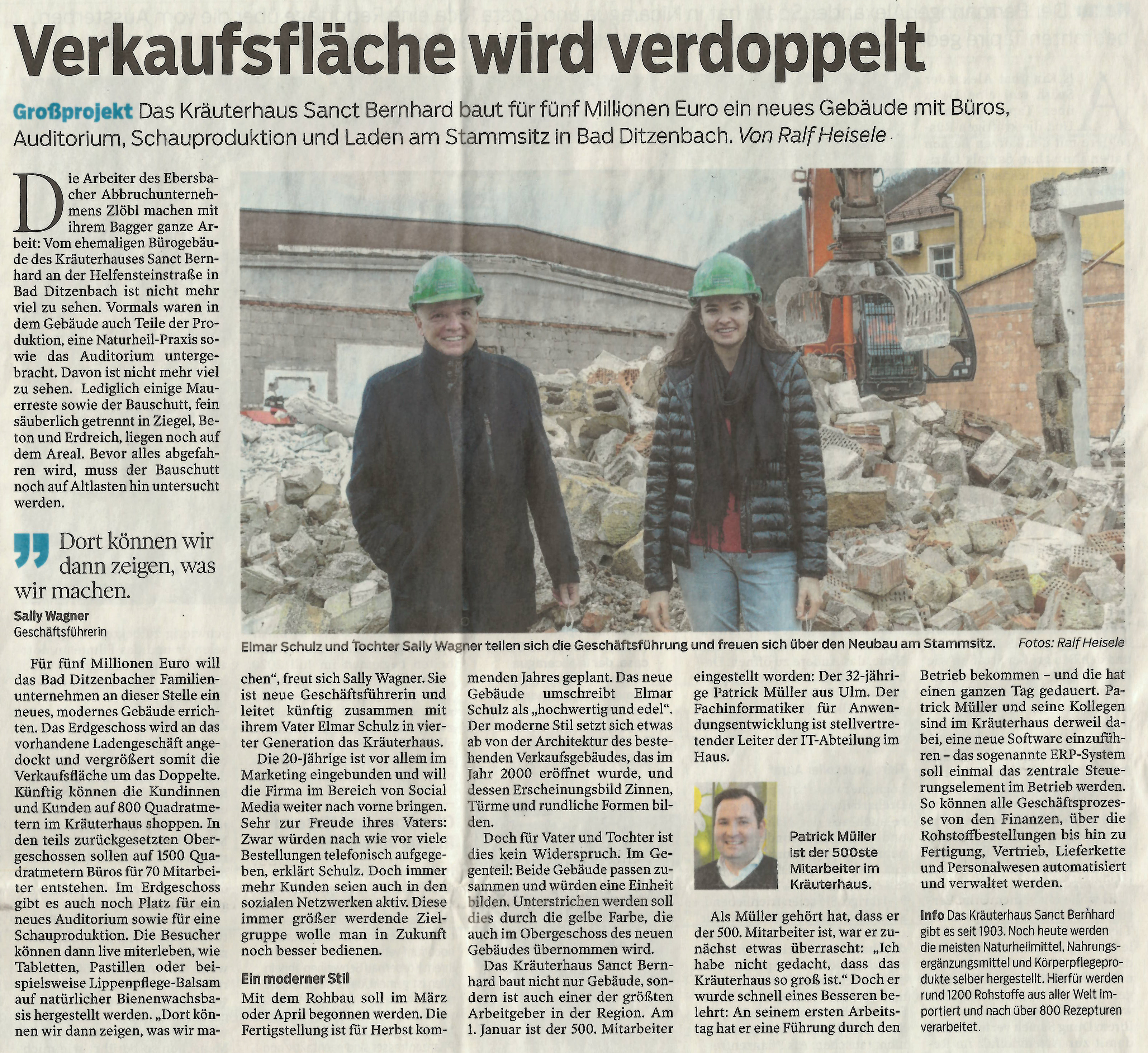 Zeitungsartikel zum Bauprojekt