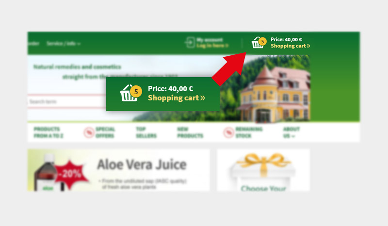 Access your shopping cart here.