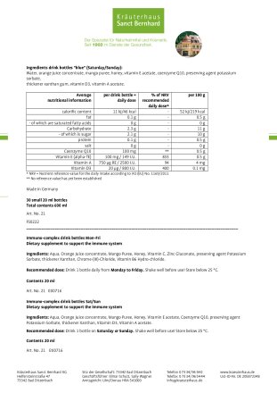 Immuno-complex - small glass bottles 1800 ml