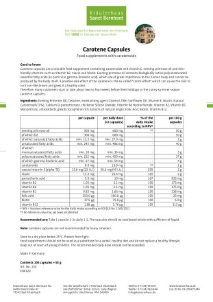 Carotene Capsules 100 capsules