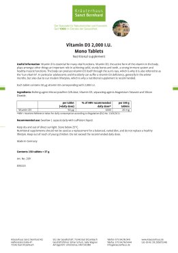 Vitamin D3-2,000 I.U. Mono-Tablets 150 tablets