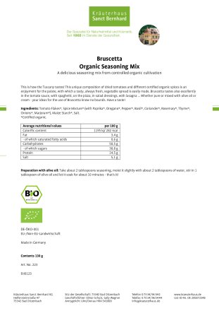 Bruscetta Organic Seasoning Mix 130 g