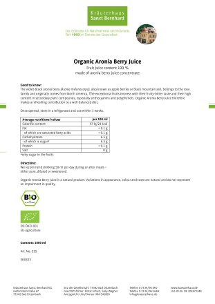 Organic Aronia Berry Juice