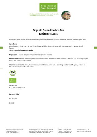 Organic green Rooibos Tea "Grünschnabel/sapling" 250 g