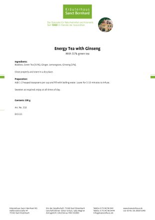 Energy tea with ginseng 100 g