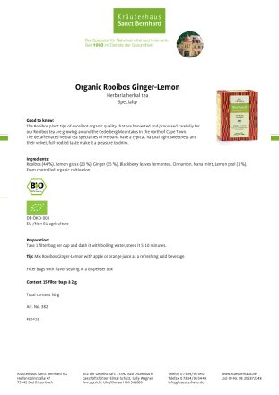 Organic Rooibos ginger-lemon 30 g