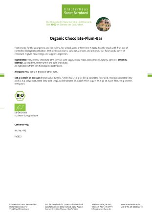 Organic Chocolate-plum-bar 400 g