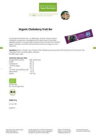 Organic Chokeberry Fruit Bar 30 g