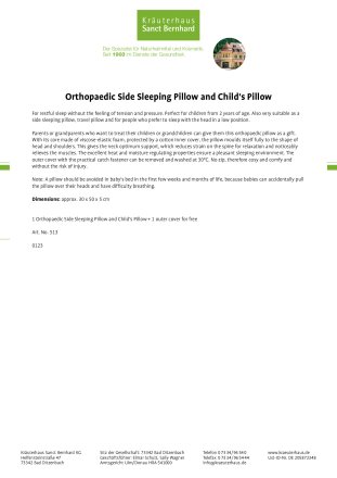 Orthopaedic Side Sleeping Pillow and Child's Pillow