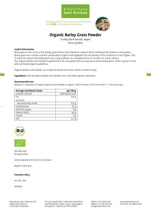 Organic Barley Grass Powder 400 g