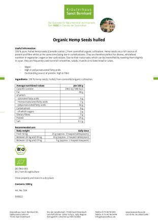 Organic Hemp Seeds hulled