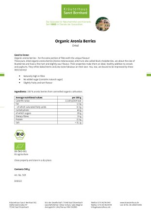 Organic Aronia Berries 500 g