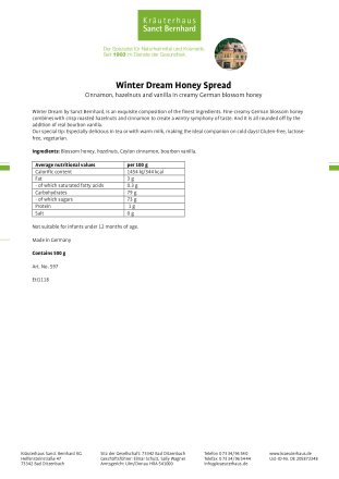 Winter Dream Honey Spread 500 g
