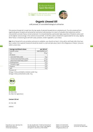 Organic Linseed Oil 250 ml