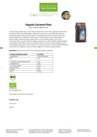 Organic Coconut Flour 1000 g