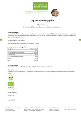 Organic Cranberry Juice