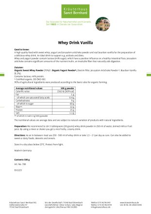 Whey Drink Vanilla 500 g