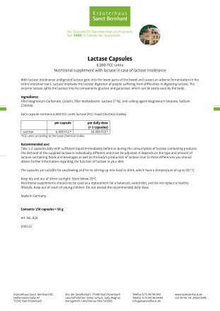 Lactase Capsules 6,000 FCC-units/capsule 150 capsules
