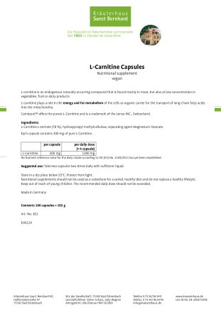 L-Carnitine Capsules 180 capsules