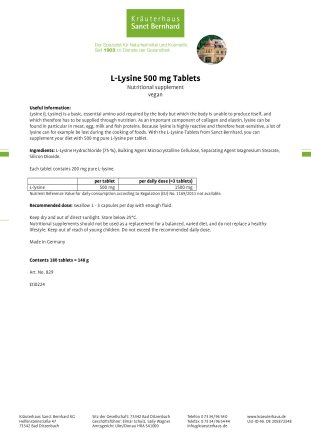 L-Lysine 500 mg Tablets 180 tablets