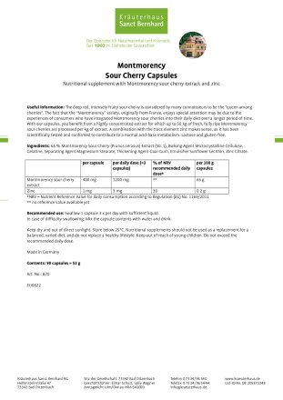 Montmorency Sour Cherry Capsules 90 capsules