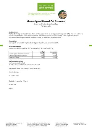 tierlieb Green-lipped Mussel Cat Capsules 90 capsules
