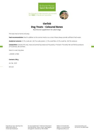 tierlieb Dog Treats - Coloured bones 300 g