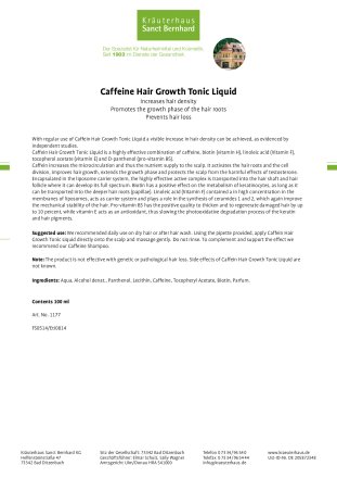 Caffeine Hair Growth Tonic Liquid 100 ml