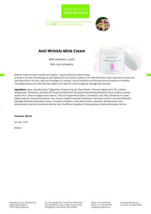Anti-Wrinkle Mink Cream 100 ml