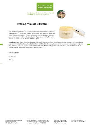 Evening Primrose Oil Cream 125 ml