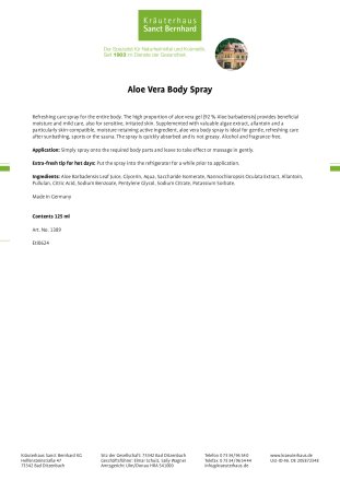 Aloe Vera Body Spray 125 ml