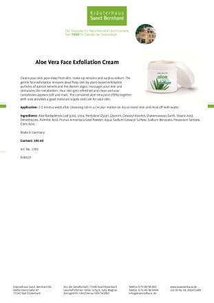 Aloe Vera Face Exfoliation Cream 100 ml