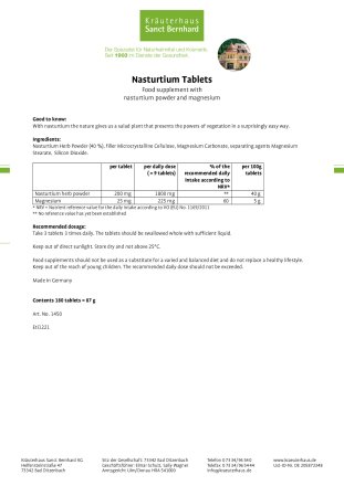 Nasturtium Tablets 180 tablets