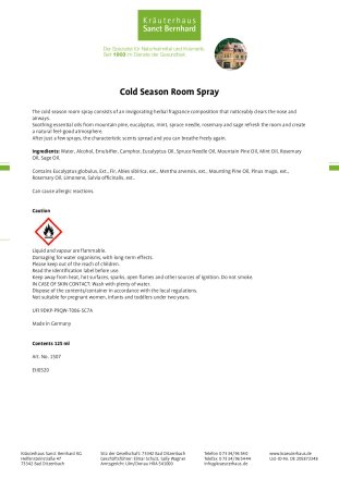 Cold Season Room Spray 125 ml