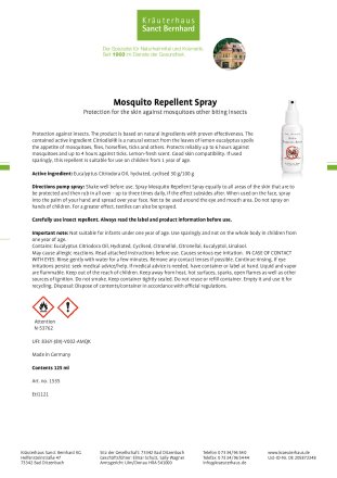 Mosquito Repellent Spray 125 ml
