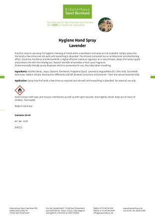 Hygiene Hand Spray  Lavender 50 ml