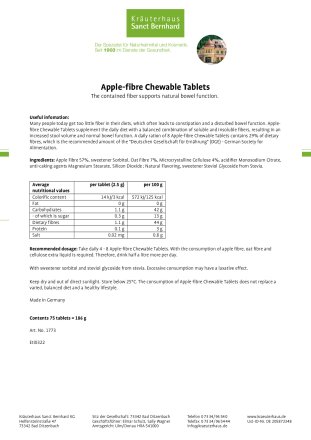 Redukta-PLUS Chocolate 3x + 1x Apple-fibre Chewable Tablets 4 item