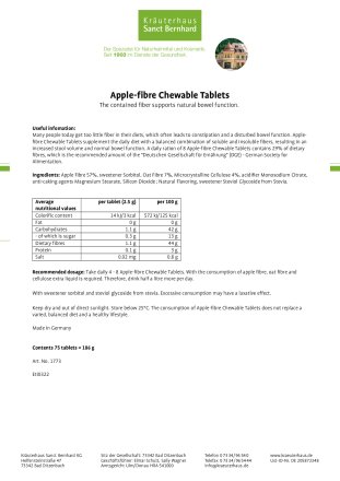 Apple-fibre Chewable Tablets 75 tablets