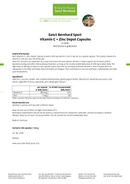 Sanct Bernhard Sport Vitamin C + Zinc Depot Capsules 180 capsules