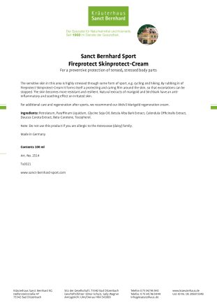 Sanct Bernhard Sport Fireprotect Skinprotect-Cream 100 ml