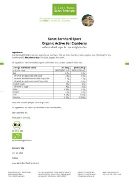Sanct Bernhard Sport Organic Active Bar Cranberry 440 g