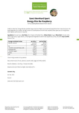Sanct Bernhard Sport Energy Rice Bar Raspberry box with 20 bars 1000 g