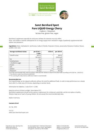 Sanct Bernhard Sport LIQUID Energy pure Cherry · 11 tubes 550 ml