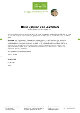 Horse Chestnut Vine Leaf Cream 25 ml 25 ml